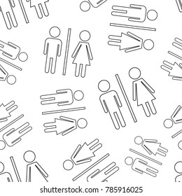 WC, toilet seamless pattern background. Business flat vector illustration. Men and women sign for restroom symbol pattern.