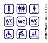 WC toilet sign door plate icon set. Man and women toilet sign icon set. Ladies restroom sign icon set. Gentleman restroom sign icon set.