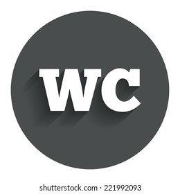 WC Toilet sign icon. Restroom or lavatory symbol. Circle flat button with shadow. Modern UI website navigation. Vector
