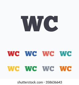 WC Toilet sign icon. Restroom or lavatory symbol. Colored flat icons on white background.