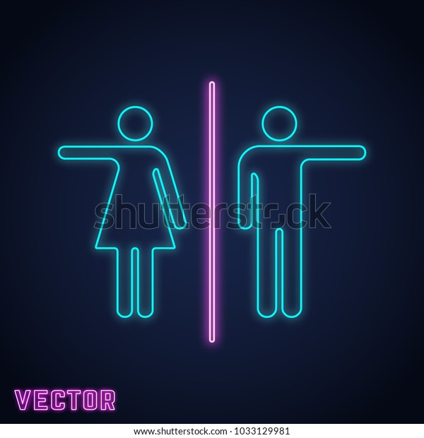 Wc Toilet Sign Neon Light Design Stock Vector Royalty Free 1033129981