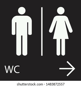 WC toilet vector men and women restroom arrow sign- Perfect for icon,symbol and sign