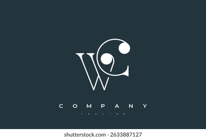 WC Typography Logo Design. Stylish monogram design depiction featuring the letters W and C combined in an artistic signature style, delivering a unique and creative visual representation.