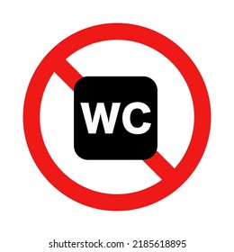 WC use is prohibited. Toilet use prohibited. Vector.