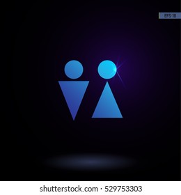 Wc. Vector icon. Graphic symbol for web design, logo. Isolated sign on a black background.