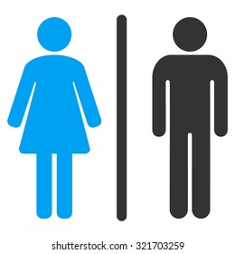 Wc vector icon. Style is bicolor flat symbol, blue and gray colors, rounded angles, white background.