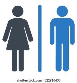 Wc vector icon. Style is bicolor flat symbol, smooth blue colors, rounded angles, white background.