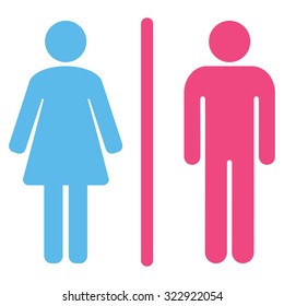 Wc vector icon. Style is bicolor flat symbol, pink and blue colors, rounded angles, white background.