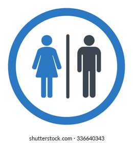 Wc vector icon. Style is bicolor flat rounded symbol, smooth blue colors, rounded angles, white background.