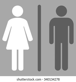 WC vector icon. Style is bicolor flat symbol, dark gray and white colors, rounded angles, silver background.