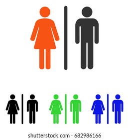 WC vector pictogram. Illustration style is a flat iconic colored symbol with different color versions.