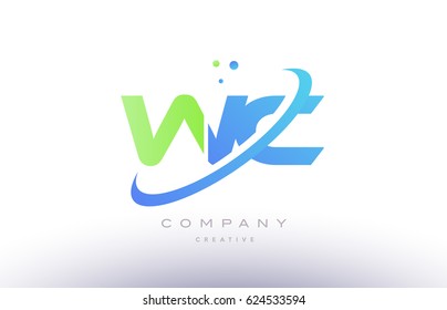 wc w c alphabet green blue swoosh letter company logo vector icon design template