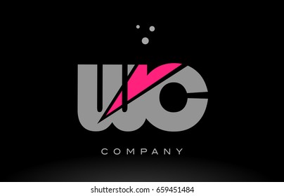 wc w c alphabet letter logo pink grey black creative company vector icon design template