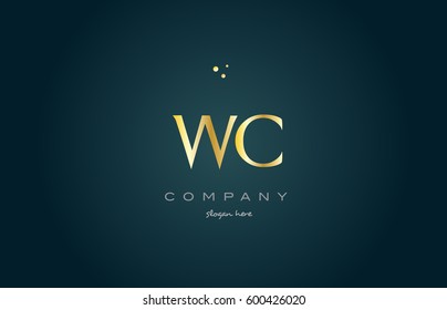 wc w c  gold golden luxury product metal metallic alphabet company letter logo design vector icon template green background