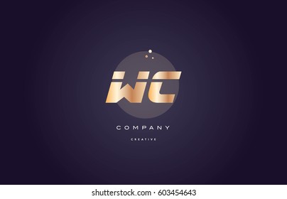 wc w c  gold yellow golden metal metallic bold luxury product modern creative gradient alphabet company logo design vector icon template