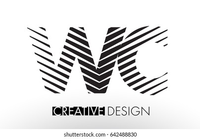 WC W C Lines Letter Design with Creative Elegant Zebra Vector Illustration.