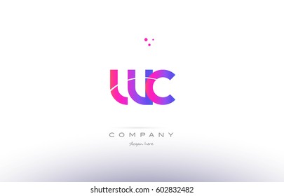 wc w c  pink purple modern creative gradient alphabet company logo design vector icon template