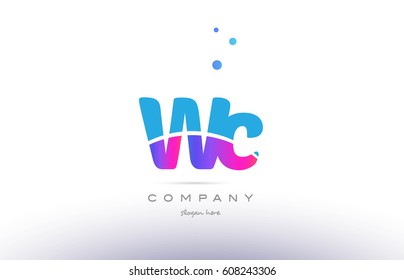 wc w c  pink purple blue white uppercase lowercase modern creative alphabet gradient company letter logo design vector icon template