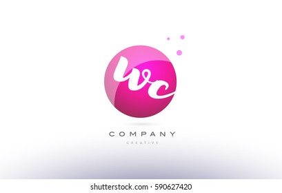 wc w c  sphere pink 3d alphabet company letter combination logo hand writting written design vector icon template 