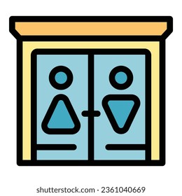 Wc washroom icon outline vector. Public toilet. Gender room color flat