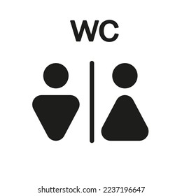 Iconos de ilustración vectorial de búsqueda de wayfind de WC. Señales de género masculino y femenino. Paneles de baño para hombres, mujeres y discapacitados, aislados en el fondo blanco.
