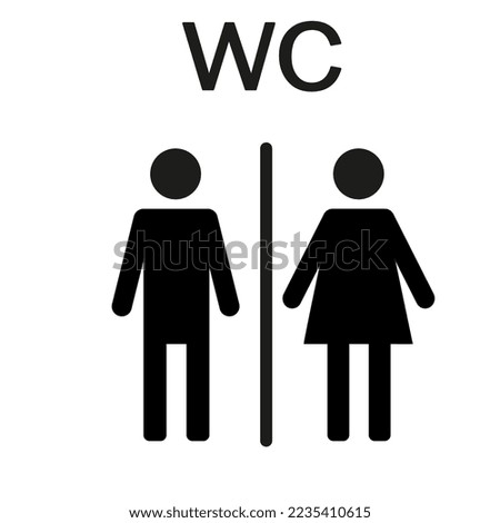 WC wayfinding vector illustration icons. Toilet male and female gender signs. Restroom signs for men, women and disabled people, isolated on white background.