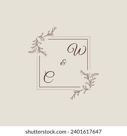 WC wedding line square monogram with high quality professional design that will print well