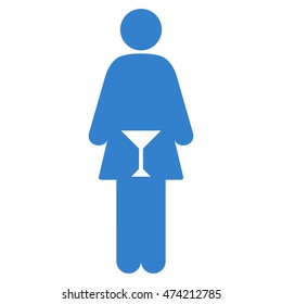 WC Woman icon. Vector style is flat iconic symbol, cobalt color, white background.