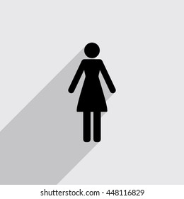 WC woman vector icon with long shadow