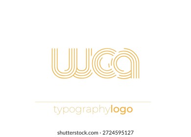 Logotipo de tipografía geométrica moderna WCA. Composición moderna y elegante con una ilustración de logotipo de tipografía monocromática diseñada con líneas intrincadas.