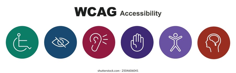 WCAG Accessibility Single Stroke Icon Sets with background colors