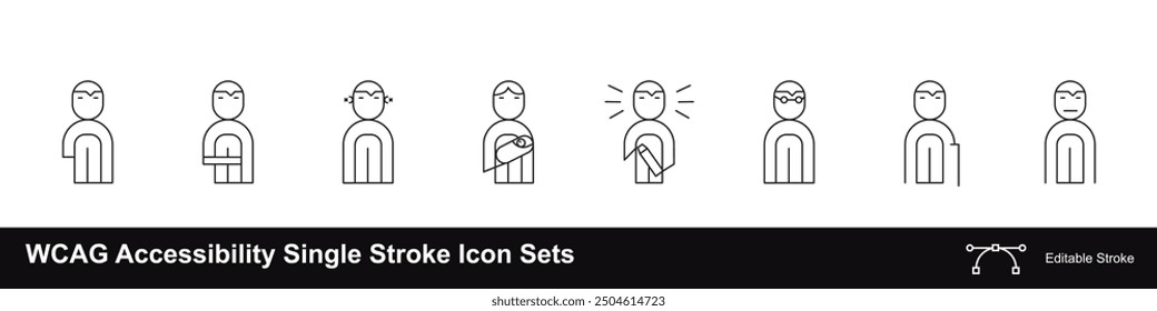 WCAG Accessibility Single Stroke Icon Sets with men and women profile