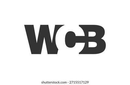 WCB Logo Design. Anfangsbuchstabe W C B fett Schriftstil für Tech-Startups, Beratung, Corporate Branding. Name des kreativen Unternehmens, Schlagzeilen, Typografie, trendige Logoart. Vektorgrafik.