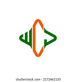 WCJ-Brief-Logo kreatives Design mit Vektorgrafik