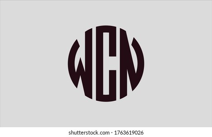 WCN Circle Emblem Abstract Monogram Letter Mark Vector Logo Template