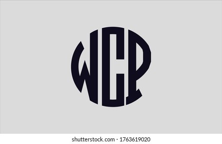 WCP Circle Emblem Abstraktes Monogramm Buchstaben Zeichen Vektorlogo Vorlage