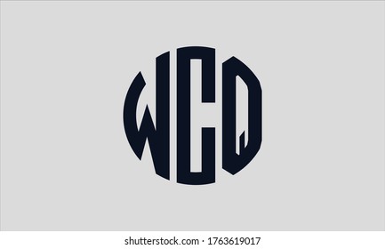 WCQ Circle Emblem Abstract Monogram Letter Mark Vector Logo Template