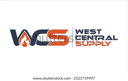 WCS Letter Initial with fire Logo Design Template Vector