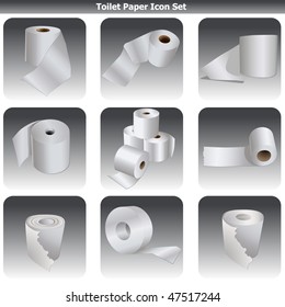 WC/Toilet paper vector icon set isolated on white