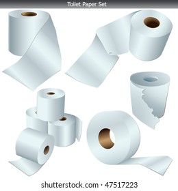 WC/Toilet paper vector set isolated on white