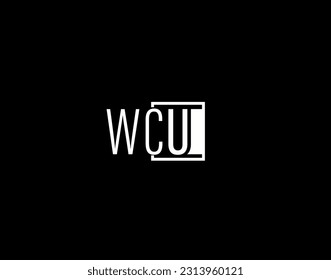 Diseño de logotipos y gráficos WCU, arte vectorial moderno y elegante e iconos aislados en fondo negro