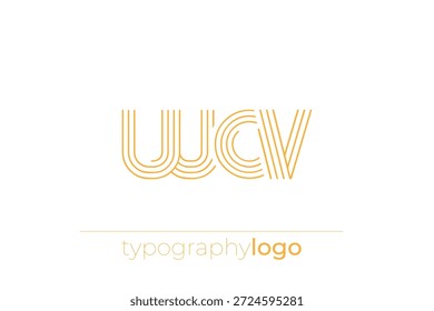 Logotipo de tipografia geométrica moderna WCV. Composição moderna e elegante com uma ilustração de logotipo de tipografia monocromática projetada com linhas intrincadas.