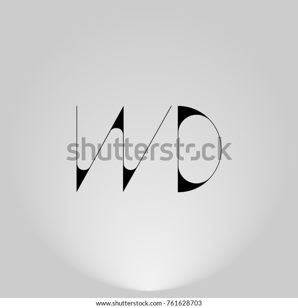 Wd Black Thin Minimalist Logo Design Stock Vector Royalty Free