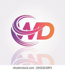 WD Creative Gradient Swirl Monogram Logo - Design moderno da marca da letra abstrata para a marca profissional e a identidade digital