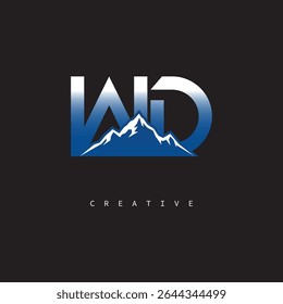 WD Creative Mountain Logo Bold Gradient Letter mark Branding Design for Business Outdoor Brands