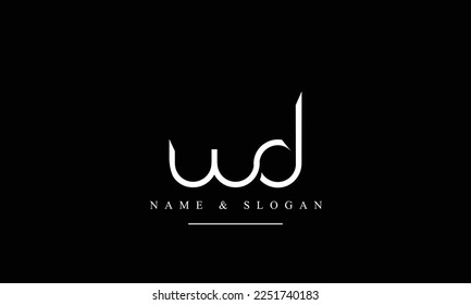 Monograma del logotipo de las letras abstractas WD, DW, W, D