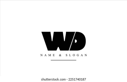 Monograma del logotipo de las letras abstractas WD, DW, W, D