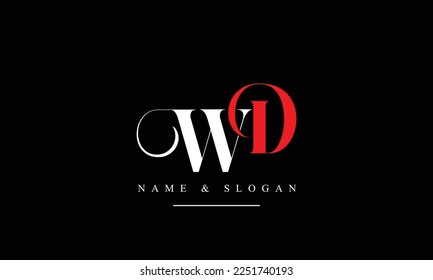 Monograma del logotipo de las letras abstractas WD, DW, W, D