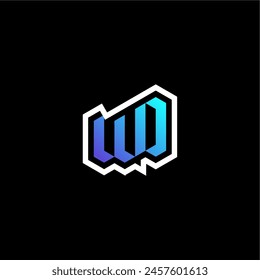 WD initial gradient blue gaming concept ideas for esport team, twitch and streamer
