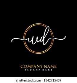 WD Initial Handwriting logo template vector
